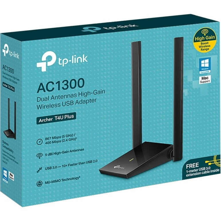 TP-Link Archer T4U Plus - IEEE 802.11ac Dual Band Wi-Fi Adapter for Desktop Computer/Notebook/Wireless Router TP-Link Archer T4U Plus - IEEE 802.11ac Dual Band Wi-Fi Adapter for Desktop Computer/Notebook/Wireless Router
